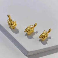 Pure 24K Yellow Gold Pendant Women 999 Gold Cute Cat Necklace Pendant