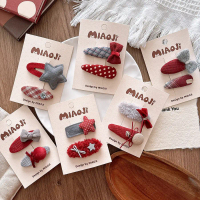 Korean Version Sweet Versatile Children's Fabric Hair Clip Girl's Red Broken Hair Clip Girl's Bow Ha