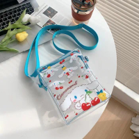 Sanrio Melody cinnamon jelly bag new messenger bag hello kitty girl summer transparent shoulder bag coin purse mobile phone bag