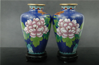 八十年代景泰藍掐絲琺瑯庫存老貨磨光小口瓶對花瓶工藝品擺件禮品