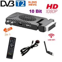 DVB-T2 H.265 HD Digital TV Receiver Mini DVB T2 Scart Spain TDT Europe Terrestrial TV Tuner HEVC 265 Decoder EPG EU Set Top Box