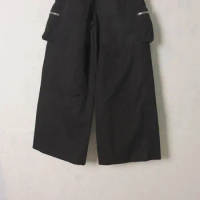 2023 Rick Black Dark Loose Fitting Workwear Large Pocket Wide Leg Pants Cargo Pants