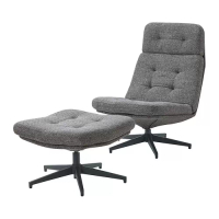 HAVBERG 扶手椅及腳凳, lejde 灰色/黑色