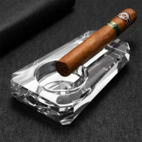 Crystal Cigar Ashtray Large Diameter Cigar Ashtray Holder Transparent Glass Ashtray Smoking Accessories Home Decoration Portable