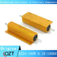 5PCS 100W RX24 Aluminum Power Metal Shell Case Wirewound Resistor 0.1 ~ 30K 0.5 1 2 3 5 6 8 10 20 100 150 200 300 500 1K 10K ohm