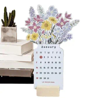 Vase Shaped Desk Calendar Eye-Catching Floral Calendar 12 Months Desk Calendars Desk Schedule Reminders For Dining Table Coffee