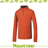 【Mountneer 山林 男刷毛保暖上衣《橘》】32F05/高領/長袖/旅遊