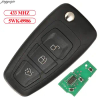Jingyuqin Remote Control Flip Car Key 433MHZ FSK 5WK49986 For Ford Focus C-Max Galaxy Grand Mondeo S-Max with ID60/63 FO21/HU101