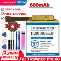 LOSONCOER 600mAh Battery For TicWatch Pro / Pro 4G, S2,E2 WG12016 Smart Watch Battery