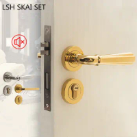 Stainless Steel Bedroom Door Lock Modern Golden Gate Locks Silent Security Door Handle Mechanical Lockset Hardware Fittings