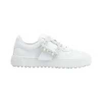 [12.12 Dealcember] Roger Vivier Very Vivier Strass Buckle Leather Sneakers White with Shoe Lace 37 W