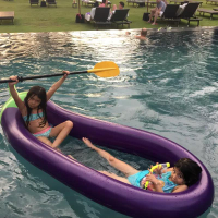 加厚超大270CM成人水上充氣茄子浮排浮床躺椅網格布漂浮船游泳圈