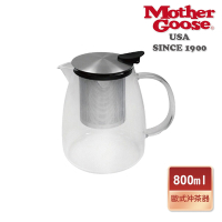【美國MotherGoose鵝媽媽 】歐式超耐熱 玻璃沖泡茶壺800ml