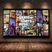 Video Game GTA 5 Grand Auto Poster Canvas PaintingWall Art Picture Quality Home Decor for Living Room Bedroom Game Room Gift