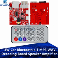 3W Car Bluetooth 4.1 MP3 WAV Decoding Board Speaker Amplifier Audio Receiver Module Support USB/TF/U-DISK/IR Remote Control Red