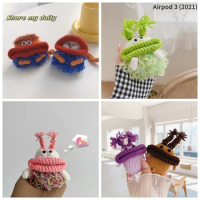 For AirPods 1 2 3 pro Case Cute Curly Plush Earphone Case For AirPods Pro 2 Cartoon Knitting Terry Funny Soft Protective Cover