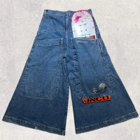 Y2K hip-hop retro JNCO pattern gothic punk big pocket loose jeans American new high street skateboard straight wide leg pants