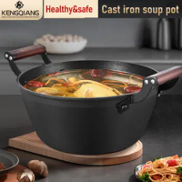 Non stick cast iron soup pot double ears iron pots for induction cooker gas stove