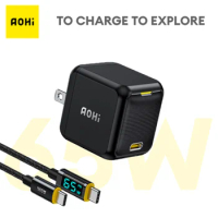 AOHI Magcube 65W GaN+ Charger with 1.2m USB-C to USB-C 65W Digital Display Cable and 30W Yellow USB-C Charger USB C Charger Type
