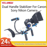 YELANGU Dual Handle Stabilizer For Canon Sony Nikon Camera Shoulder Mount Kit Matte Box Follow Focus DSLR Camera DV Video Camera