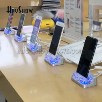 2 Ports Mobile Phone Security Stand Acrylic Cellphone Anti Theft Holder Smartphone Display Alarm System For Apple Store