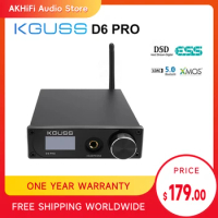 KGUSS D6 Pro HiRes USB Headphone Amplifier DAC 600Ohm Headphone Amp ESS9038K2M Bluetooth 5.0 LDAC XMOS DSD512 for Audiophiles