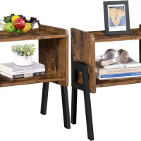 TUTOTAK Nightstnd Set of 2 Stackable End Tables Side Table Bedside Tables with Open Storage Shelf Bedroom Living Room