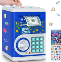 Pink Piggy Bank for Kids with Pas Code Lock and Auto Grab Bill Slot PhilaeEC Real Money Cash Coin Ca