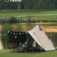 Vidalido Outdoor Exquisite Camping Automatic Indian Tent with Foyer Pro Shading Rainproof Sunscreen Teepee Aluminum Alloy Pole