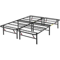 Foldable Metal Platform Bed Frame with Tool Free Setup, 14 Inches High, Sturdy Steel Frame, No Box Spring Needed Queen, Black