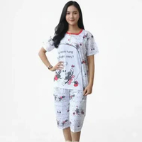Aily Siu02 Motif Mickey Mouse Setelan Piyama Baju Tidur Wanita Semua Ukuran Merah