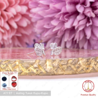 Anting Tusuk Wanita Perak Asli Model Kupu-Kupu Butterfly Kupu2 Silver 925 Lapis Emas Putih Giwang