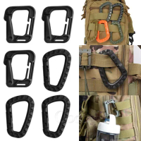 1Set Plastic Carabiner Keychain D Rings Tactical Molle Buckle Hook Snap Clip for Key Belt Backpack Bag Webbing Strap Accessories