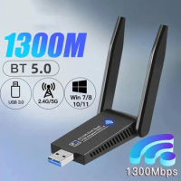 1300Mbps Wireless Network Card Bluetooth 5.0 WIFI 6 Adapter Dual Band 2.4G 5G USB 3.0 Lan Ethernet Adapter USB Dongle for PC