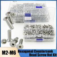 Hex Socket Head Screw Set M2 M2.5 M3 M4 M5 M6 304 Stainless Steel Hexagon Socket Head Flat Countersunk Allen Bolt Screw and Nut