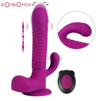 Double Vibrating Rabbit Vibrator G Spot Stimulate Wireless Remote Simulation Penis Rotating Ball Dildo Vibrator Adult Sex Shop