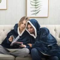 Oversized New Super Long Flannel Blanket With Sleeves Winter Hoodies Sweatshirt Women Men Pullover Fleece Giant TV Blanket