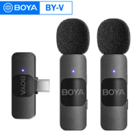 BOYA BY-V Wireless Lavalier Lapel Microphone Broadcast Direct mini Mic for iPhone Android Live Streaming Youtube Noise Reduction