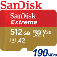 【公司貨】SanDisk 512GB Extreme microSDXC TF U3 UHS-I A2 V30 記憶卡