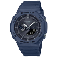 【CASIO 卡西歐】G-SHOCK 八角錶殼耐衝擊運動太陽能藍牙雙顯腕錶/藍(GA-B2100-2A)