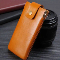 Real Leather Pull Sleeve Pouch Phone Case For Huawei P20 P30 Mate 20 30 Pro Genuine Cow Skin Magnetic Soft Oil Wax Wallet Bag