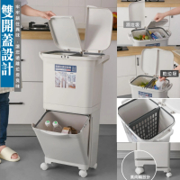 【MGSHOP】廚房雙層單雙蓋分類垃圾桶(雙層垃圾桶 免彎腰)