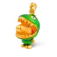 【Peppa Pig 粉紅豬】黃金墜子佩佩豬聯名系列-喬治恐龍(金重:0.66錢/+-0.05錢)