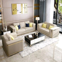 Sofa 321 Seater Sofa Tamu Custom Leather Sofa Kursi Tamu Cream Leather