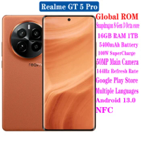 Realme GT5 GT 5 Pro 5G Mobile Phone 5400mAh 100W 6.78" 144Hz Snapdragon 8 Gen 3 Octa Core 50MP Rear Three Camera Android 14 NFC