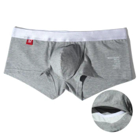 Open Front Underwear Men Cotton Sexy Men's Boxer Shorts Panties Breathable Pouch Bulge Underpants Male