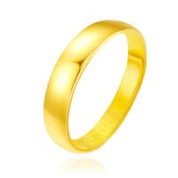 【金緻品】黃金戒指 福氣滿滿 0.97錢(純金戒子 素面亮戒 內圈百福 福字 百福戒)