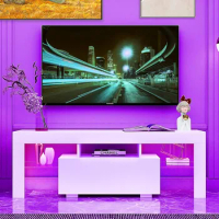 Modern LED TV Cabinet for 50/55/65/70/75 Inch TV with Storage Drawer and Glass Shelf, Living Room Furniture, Free Delivery