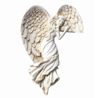 Door Frame Angel Wing Sculpture Simple Angel Ornament With Heart-Shaped Wings Retro Resin Crafts For Home