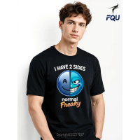 FQU I Have 2 Sides Normal Freaky Printed T-shirt Empowering DIY gifts for Family Fun Crew Neck Short
